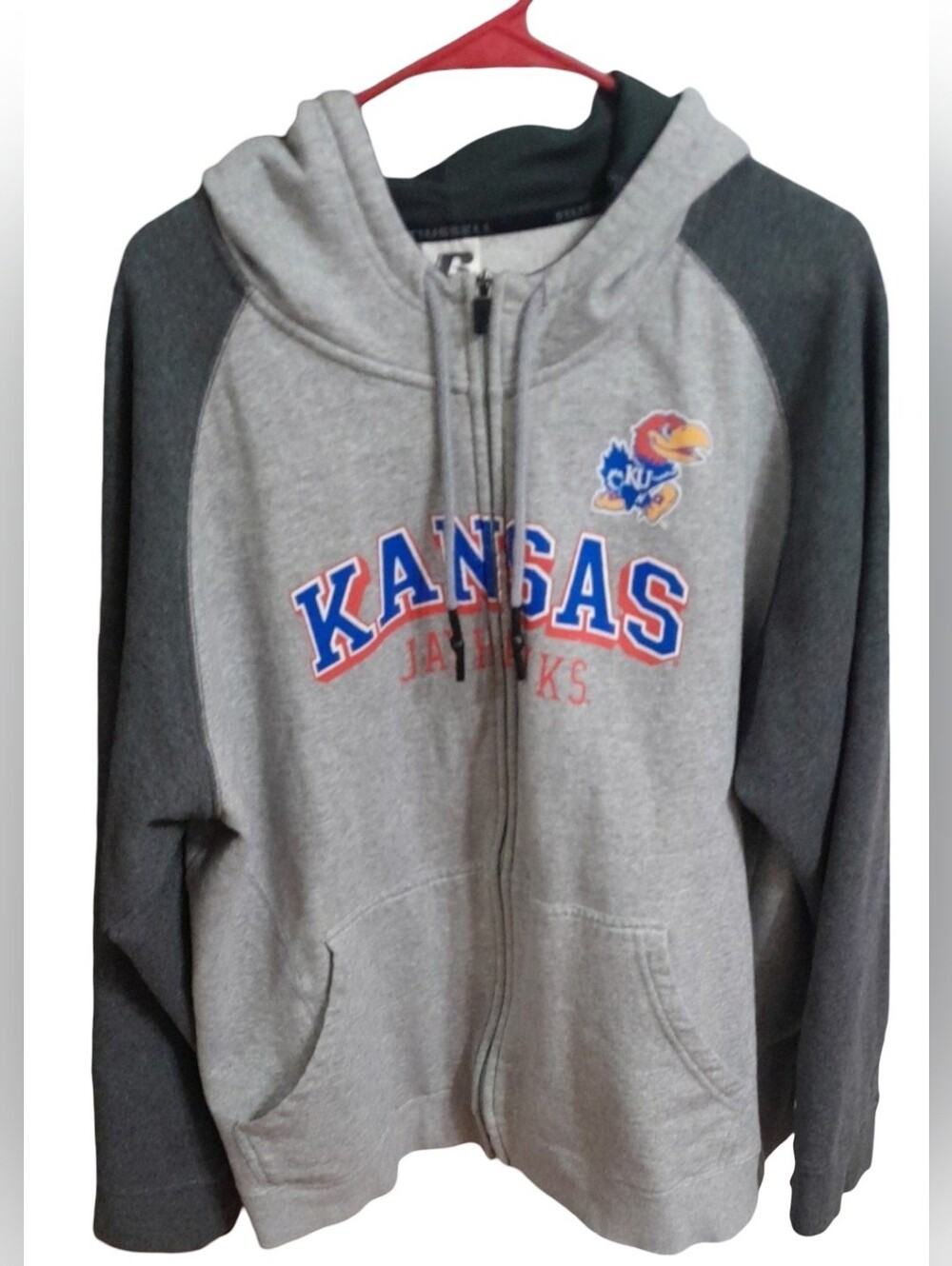 Clothes: Mens Russell Athletics KU Jayhawks Zip Up Hoodie (X-large)